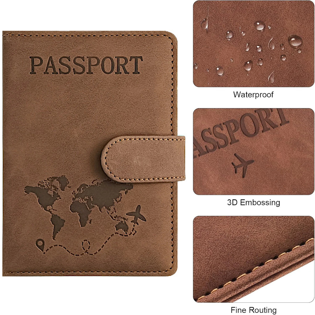 RFID Blocking Passport Holder, Travel Wallet Cover Case with Card Slots and Boarding Pass Pocket for Women and Men