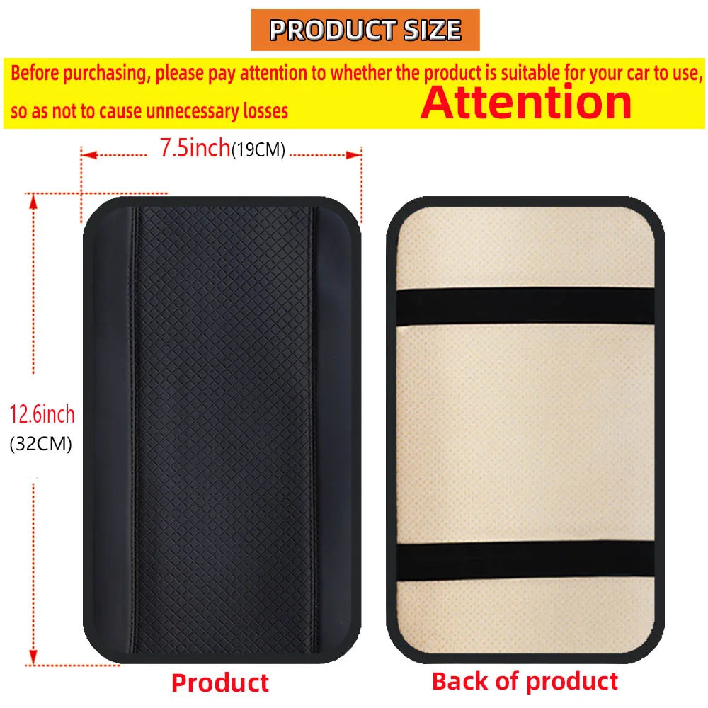 PU Leather Car Armrest Cushion Cover — Waterproof Central Console Pad