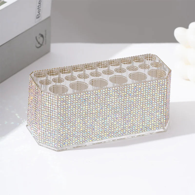 Clear Acrylic Pen Holder and Grid Desk Organizer for Pens, Pencils, and Markers