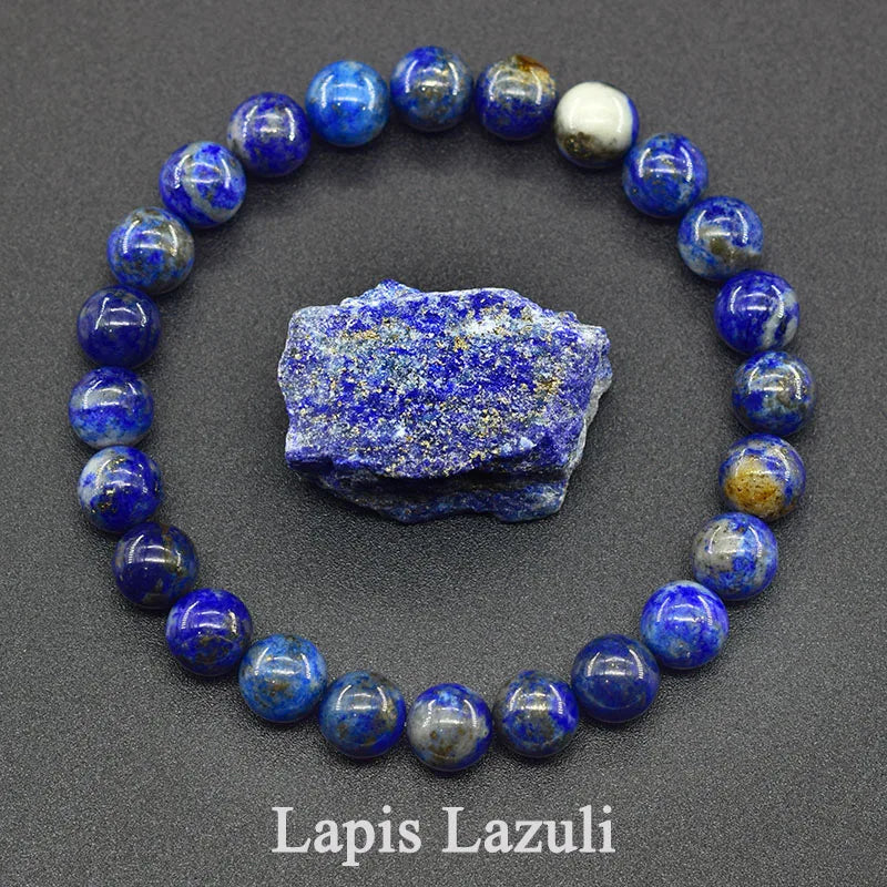 Natural Lapis Lazuli Stone Beads Bracelet — Energy Healing Jewelry
