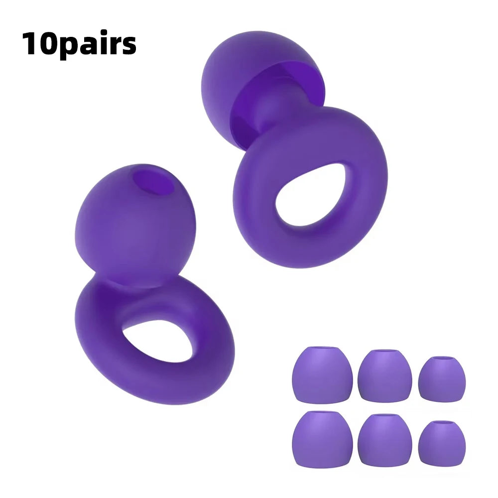 Quiet Ear Plugs for Noise Reduction — Soft Reusable Hearing Protection for Sleep, Swim & Work, 8 Tips in XS/S/M/L