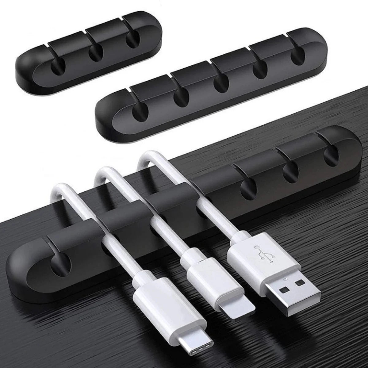 Silicone Cable Organizer Clips, Desktop USB Cord Holder and Wire Management for Charger, Mouse and Headphone Cables, 3, 5 or 7 Slots