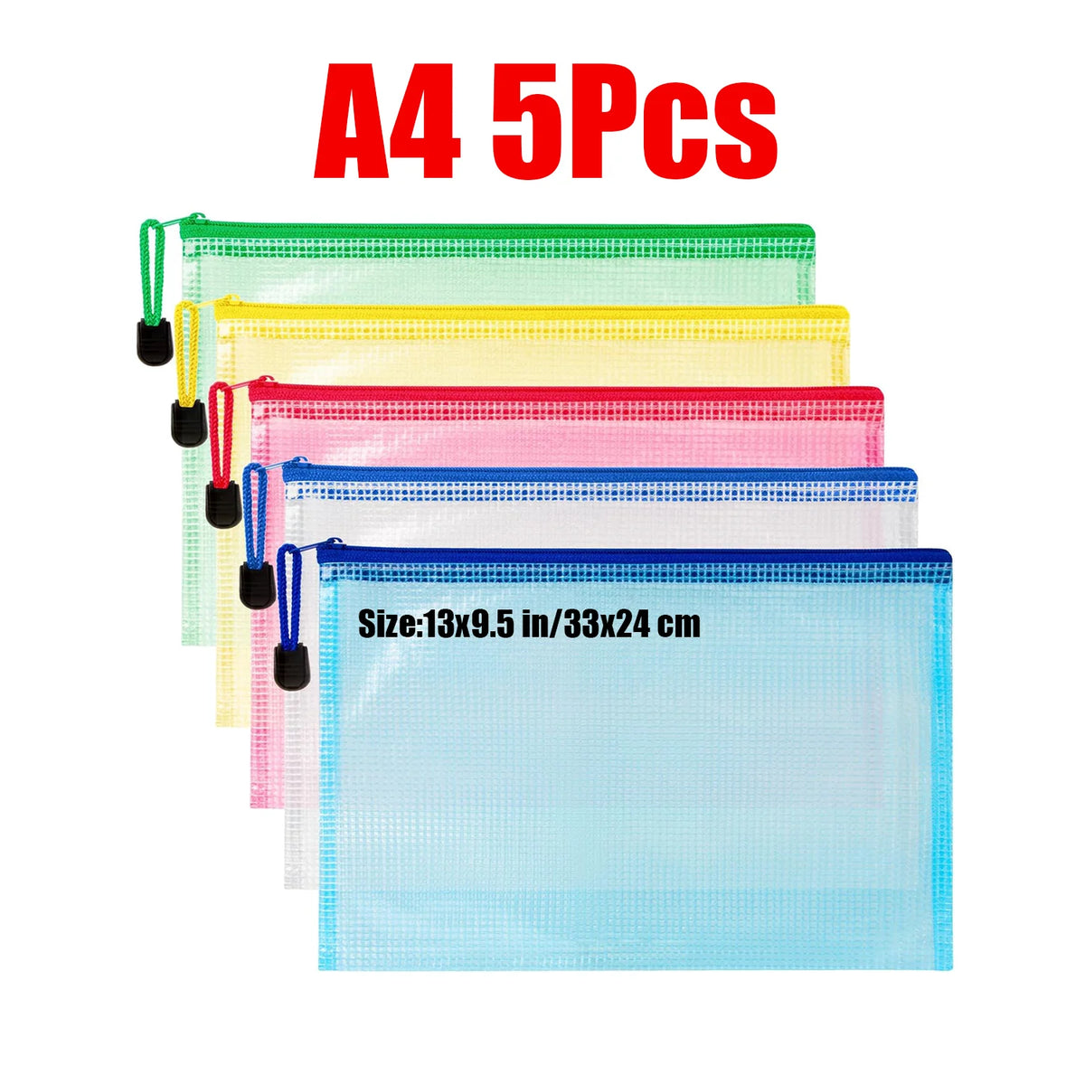 Waterproof Zipper Document Bags Clear Plastic File Folders A3 A4 A5 A6 B4 B5