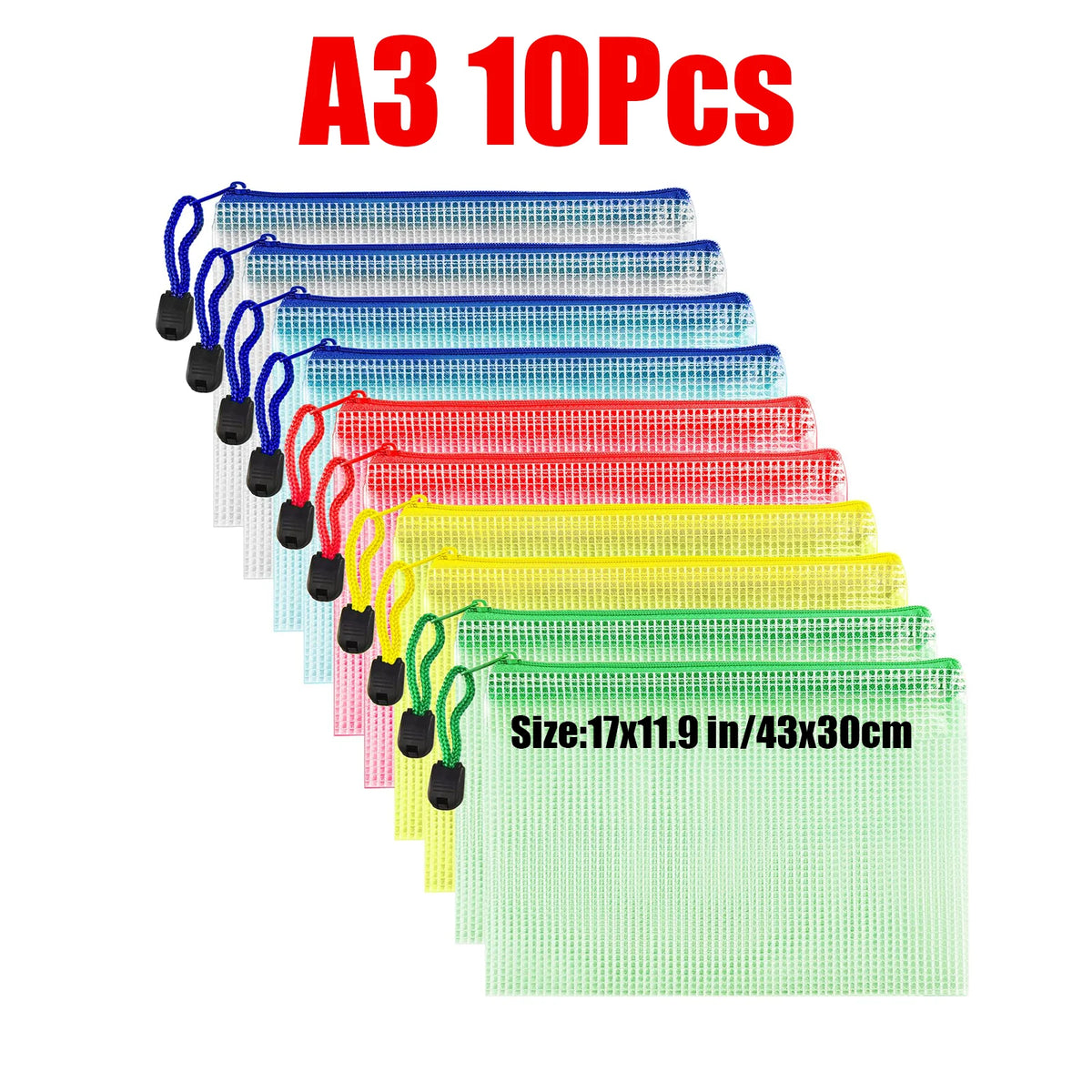 Waterproof Zipper Document Bags Clear Plastic File Folders A3 A4 A5 A6 B4 B5