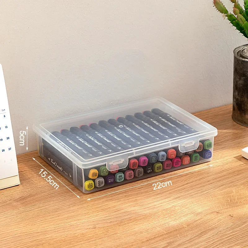 Large Capacity Clear Pencil Case, Transparent Plastic Storage Box for Markers, Colored Pencils, Sketch and Art Supplies