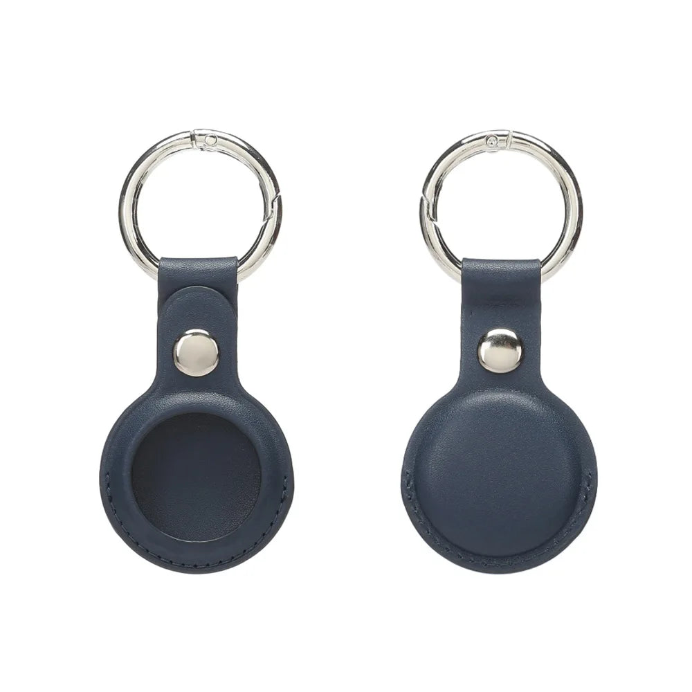 PU Leather AirTag Holder with Keyring and Snap Closure