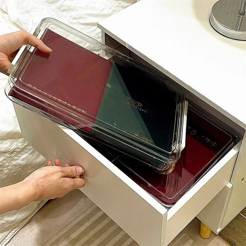 Clear Acrylic A4 Desktop File Organizer Box for Documents and Papers, Dustproof