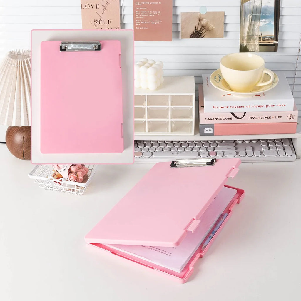 A4 Clipboard Folder with Storage Box for School Papers and Office Documents