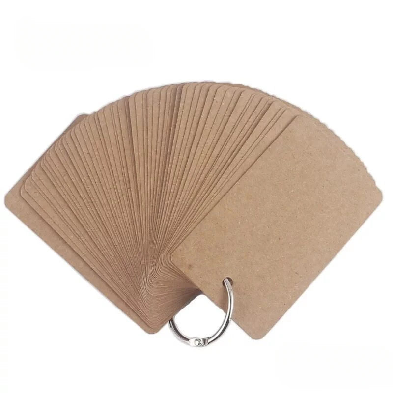 Blank Mini Ring Notepad Flash Cards, 50 Sheets Portable Loose Leaf Memo Pad for Study and Notes