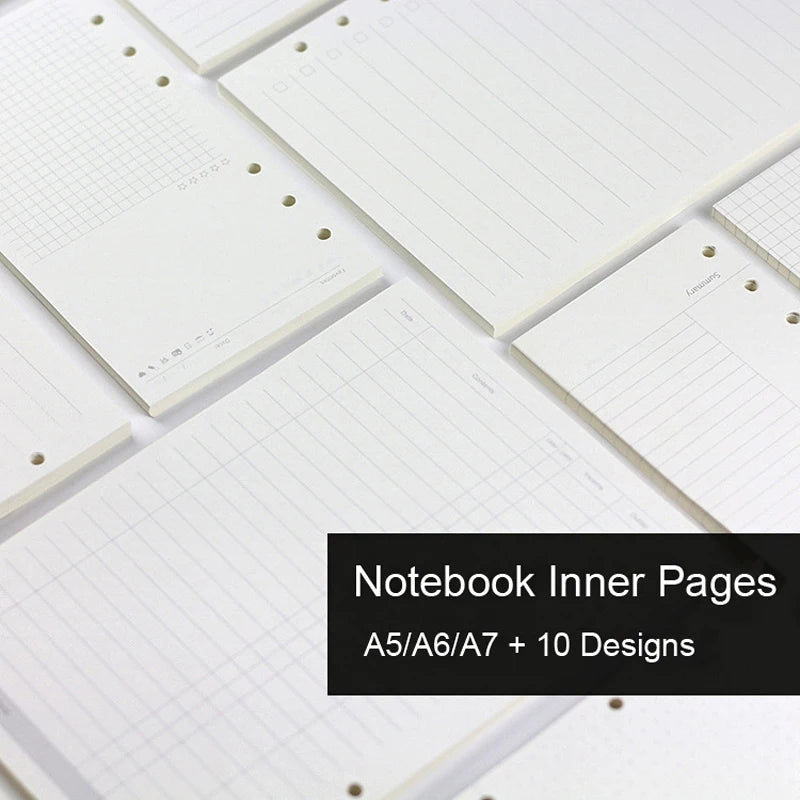 45-Sheet Loose-Leaf Binder Refills — A5, A6 & A7 Grid, Lined & Planner Paper