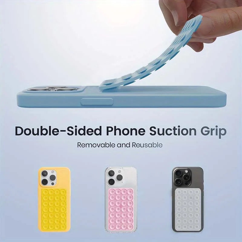 Silicone Suction Cup Phone Case Mount, Double Sided Hands-Free Strong Grip Holder for Selfies and Videos