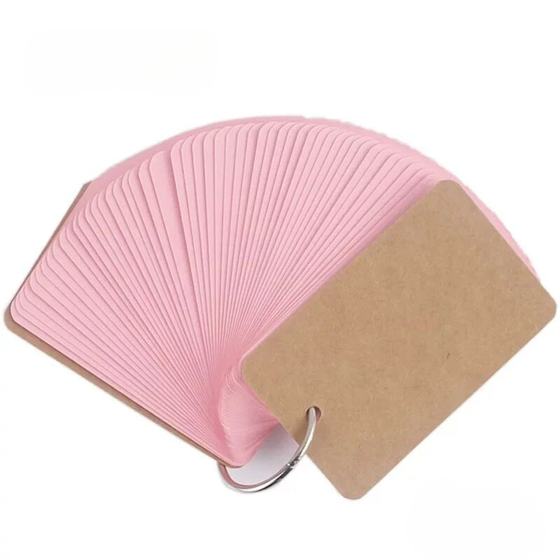 Blank Mini Ring Notepad Flash Cards, 50 Sheets Portable Loose Leaf Memo Pad for Study and Notes