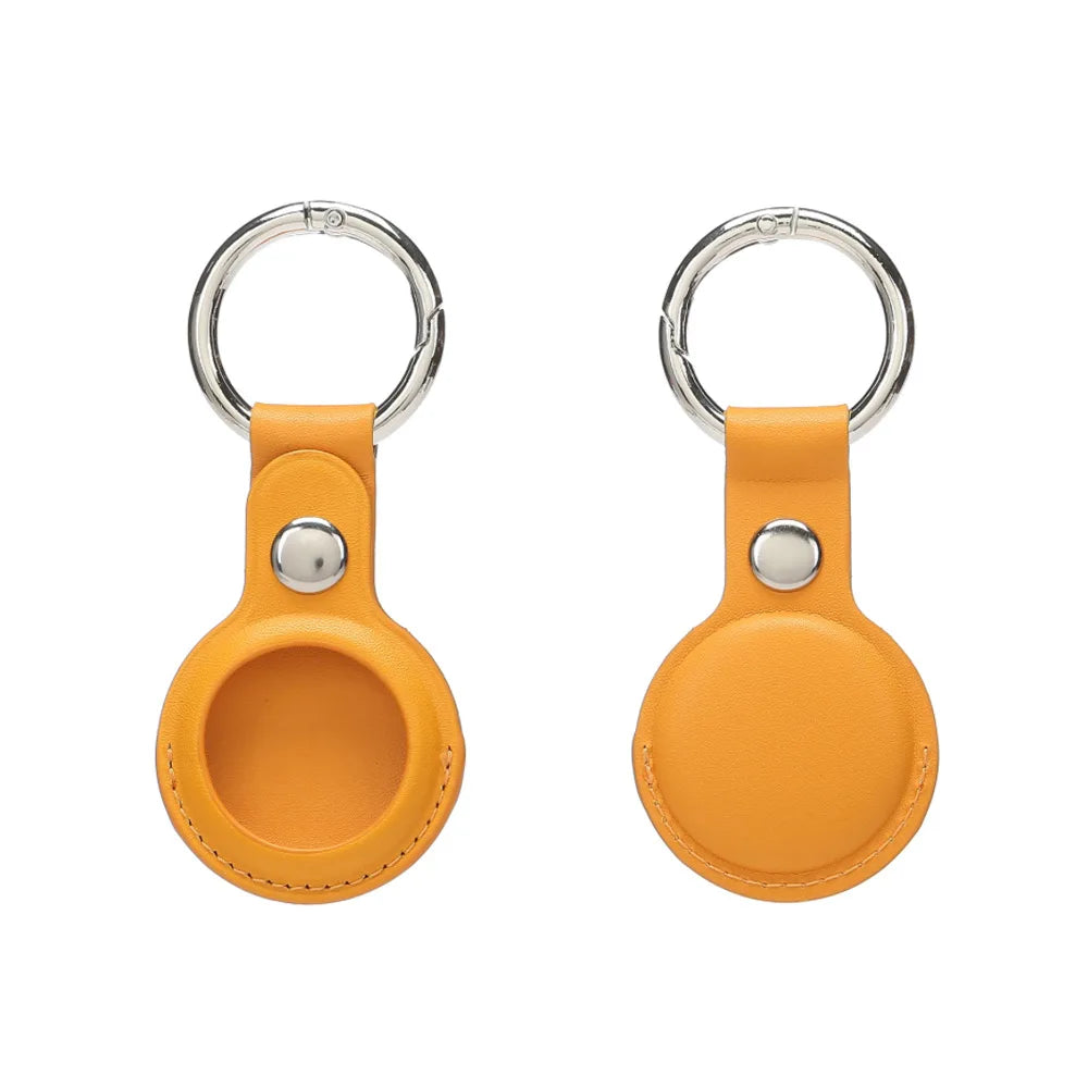 PU Leather AirTag Holder with Keyring and Snap Closure