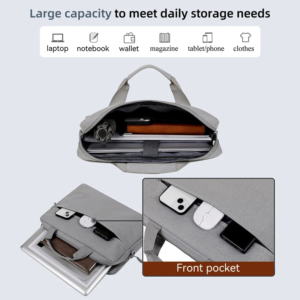 Laptop Sleeve Bag with Shoulder Strap and Handle, Water-Resistant Portable Carrying Case for 14 and 15.6 Inch Laptops and Notebooks