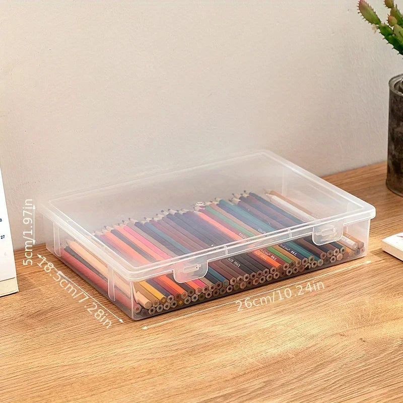 Large Capacity Clear Pencil Case, Transparent Plastic Storage Box for Markers, Colored Pencils, Sketch and Art Supplies