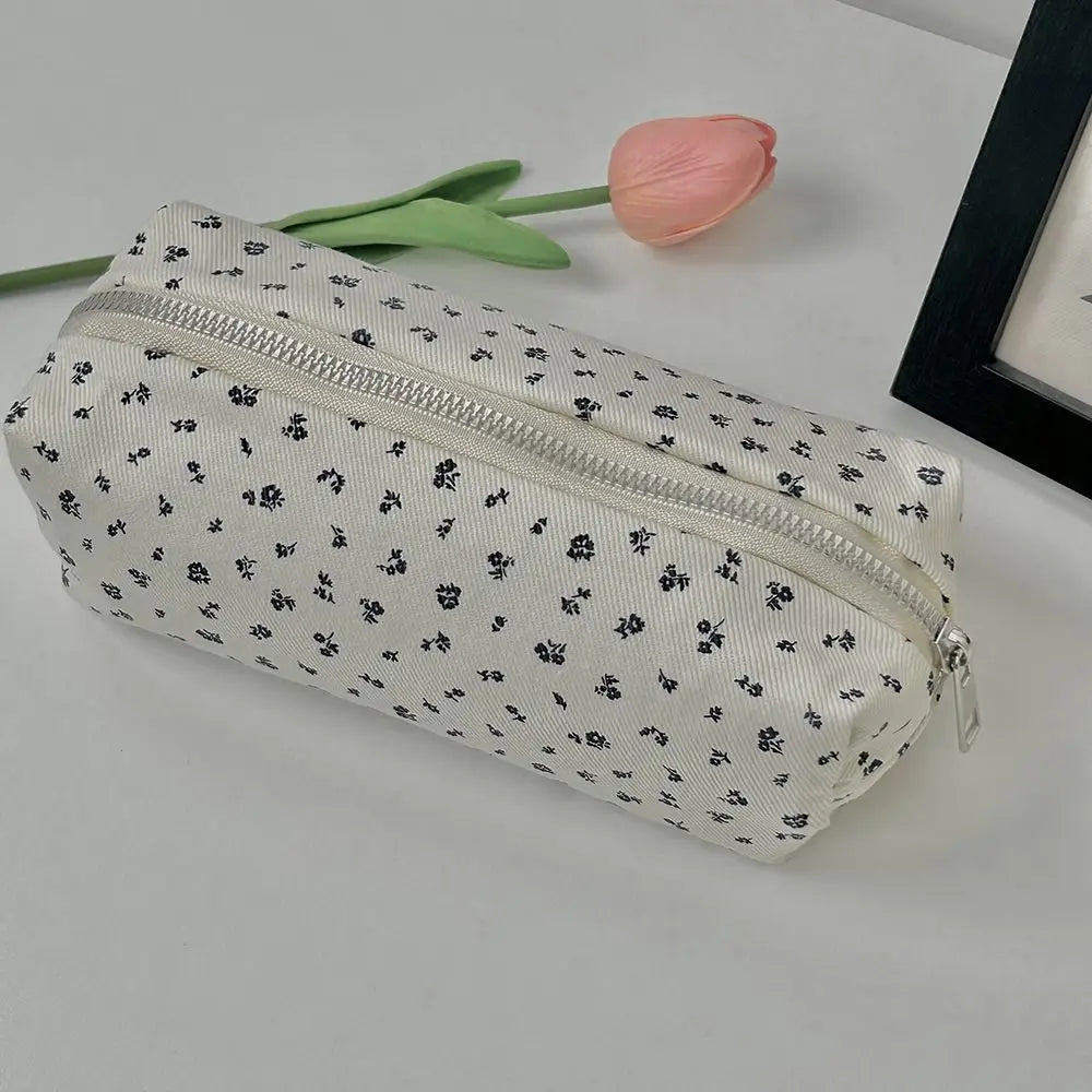 Floral Quilted Pencil Case with Zipper