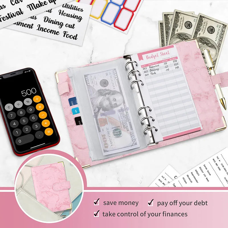 A6 Cash Envelope Budget Binder — 6-Ring Loose-Leaf Money Organizer