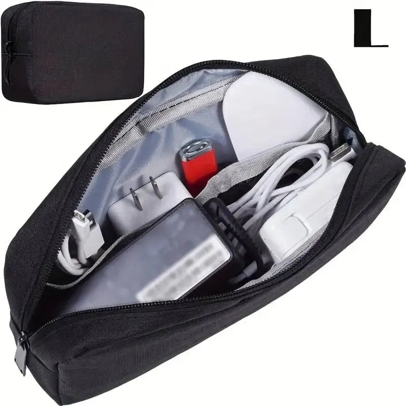 Compact Cable Cord Organizer Pouch, Small Electronics Storage Bag for Chargers, SD Cards, Power Banks and Earbuds, Portable Travel Tech Case