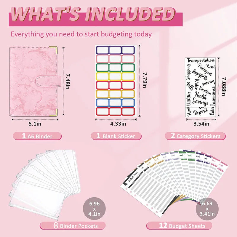 A6 Cash Envelope Budget Binder — 6-Ring Loose-Leaf Money Organizer
