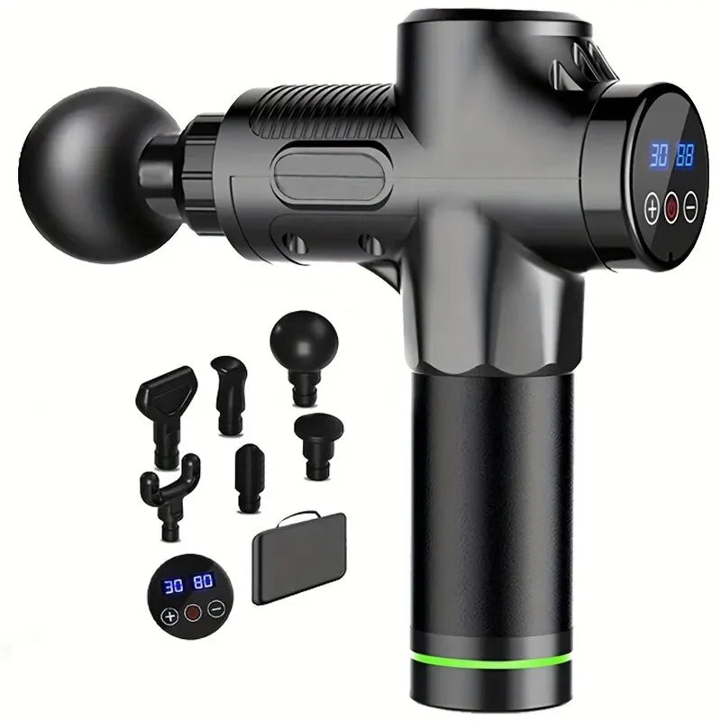 Deep Tissue Percussion Massage Gun — Muscle Massager with Interchangeable Heads