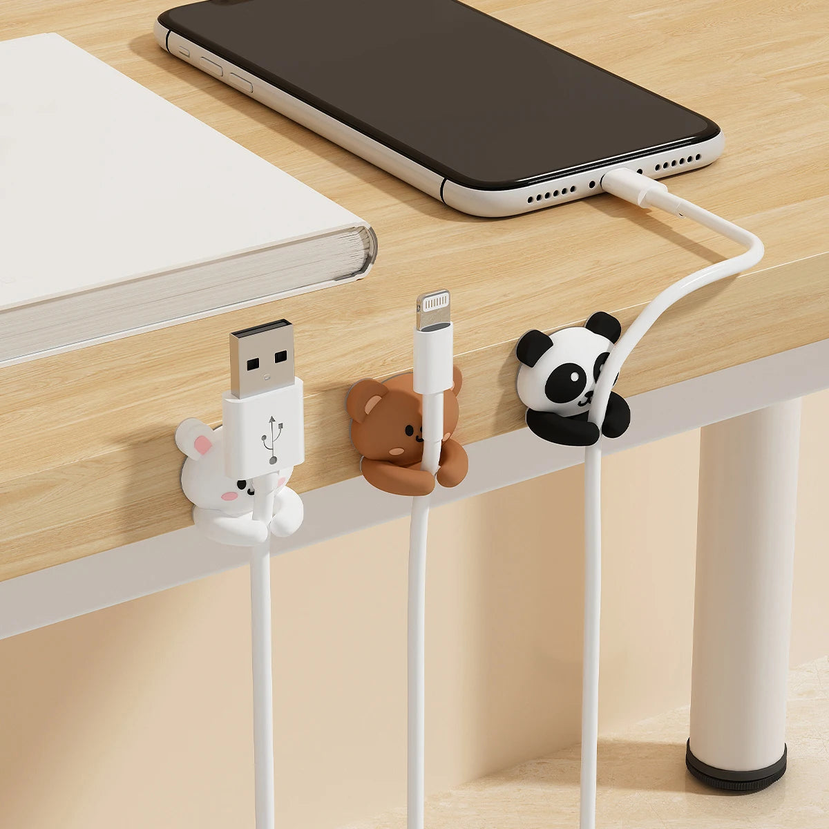 Cute Desktop Cable Organizer Holder Self-Adhesive Cable Management Clips