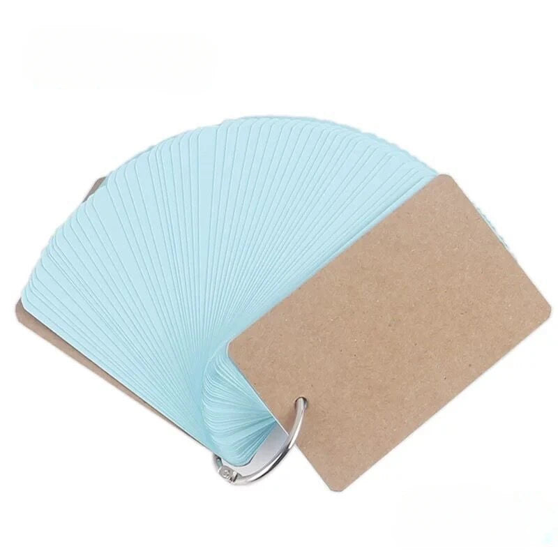 Blank Mini Ring Notepad Flash Cards, 50 Sheets Portable Loose Leaf Memo Pad for Study and Notes