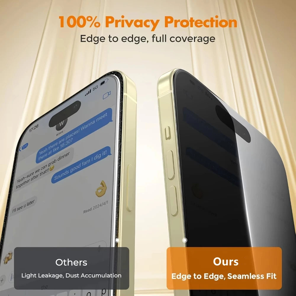 5 Pack Privacy Tempered Glass Screen Protector for iPhone 11 to 17 with Easy Install Frame