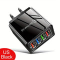 4-Port USB Wall Charger — 3A Quick Charge 3.0 Adapter with EU/US Plug