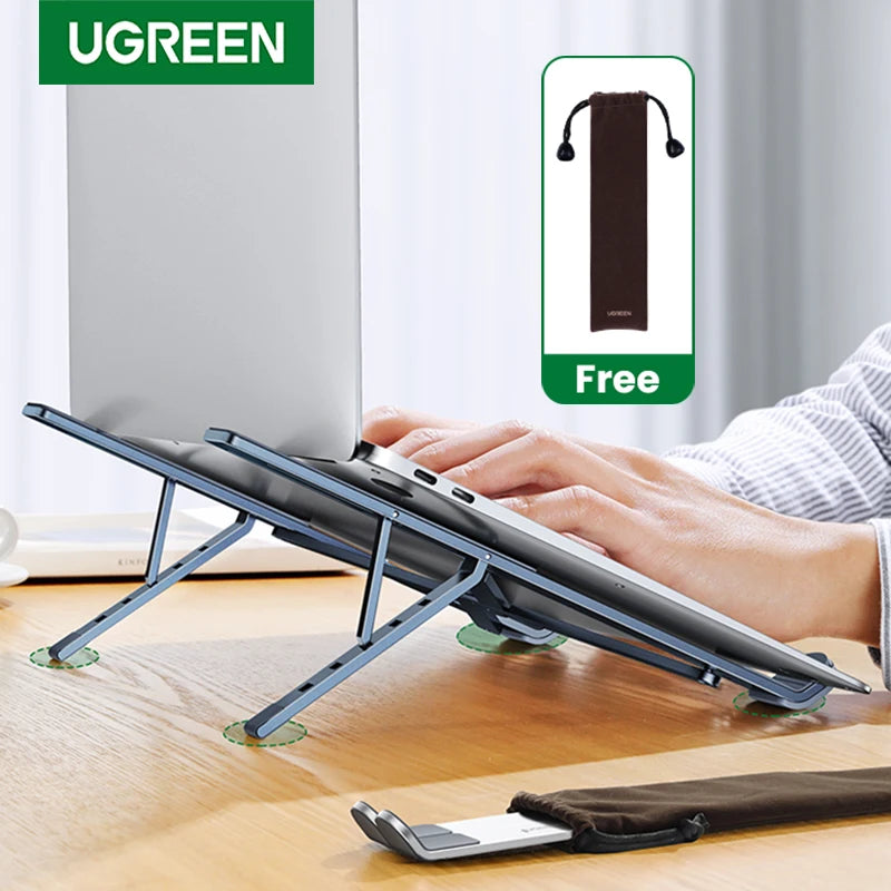 UGREEN Foldable Aluminum Laptop Stand — Vertical Holder for MacBook, Tablet & Phone