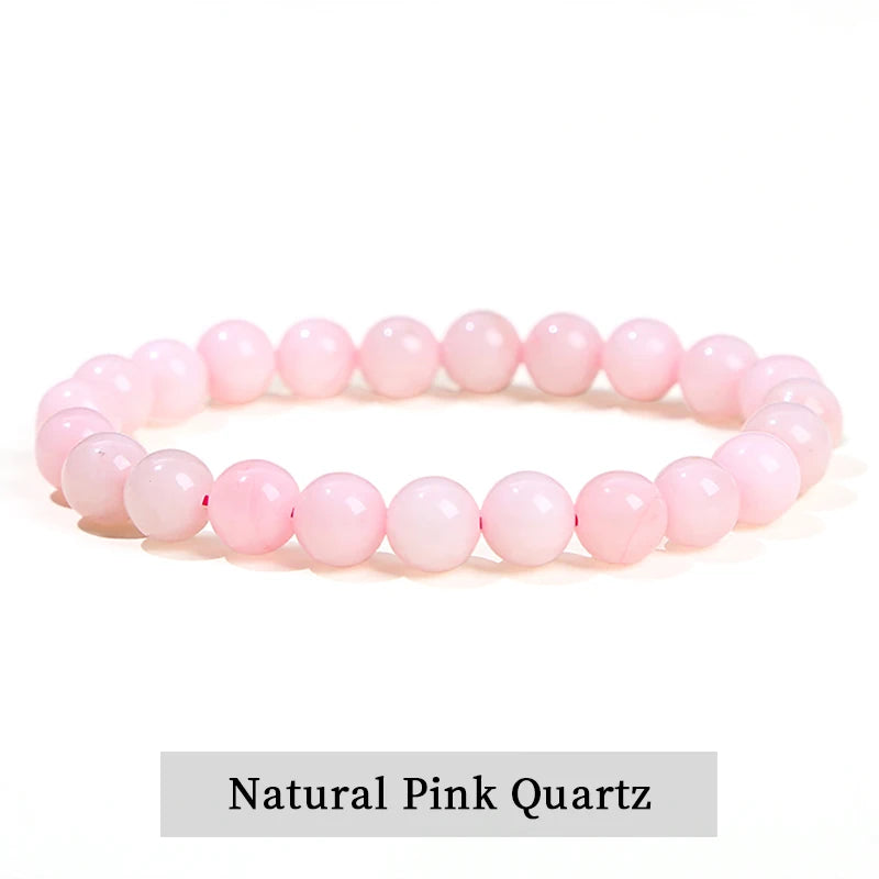 Natural Stone Beads Bracelet — Amethyst, Tiger Eye, Crystal & More