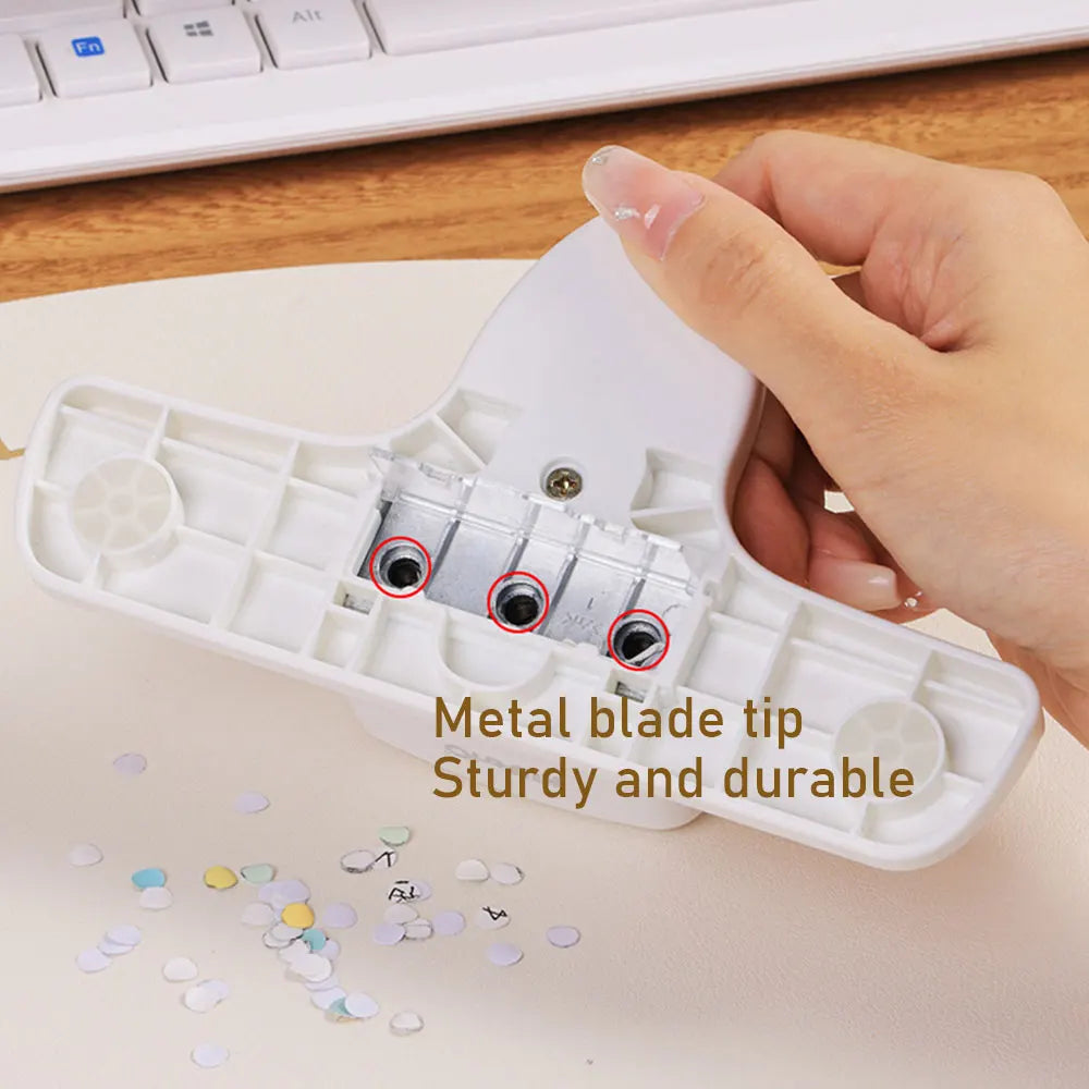 3-Hole Loose Leaf Paper Punch, 5mm Round Hole Puncher for Ring Binder Planners, Notebooks and Scrapbooks