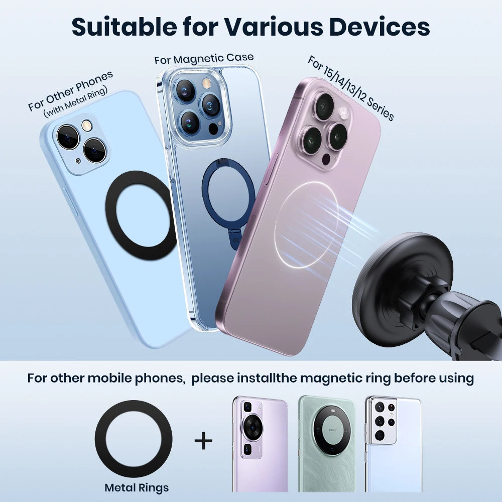 TOPK MagSafe Car Phone Mount — Strong Magnetic Metal Hook, One-Hand Operation