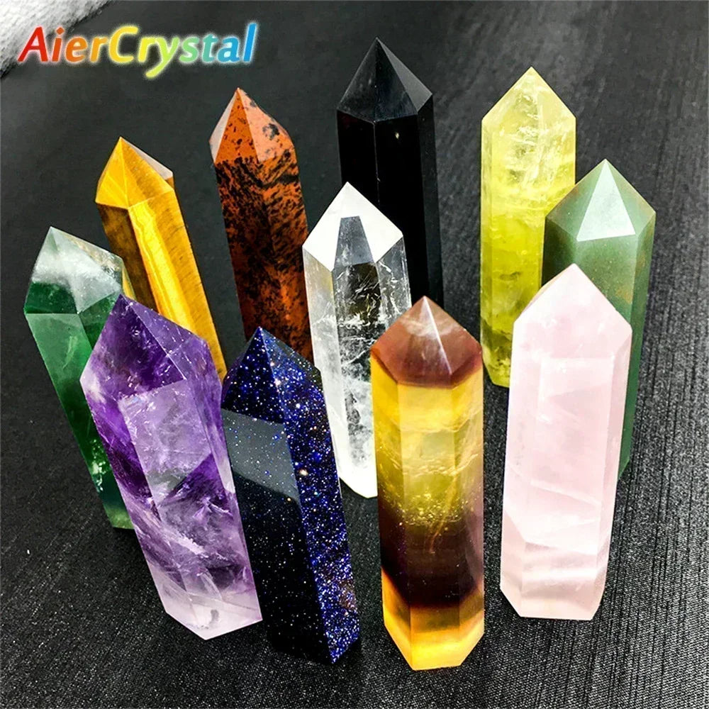 Natural Crystal Point Wand — Reiki Healing Stone for Home Decor & Meditation