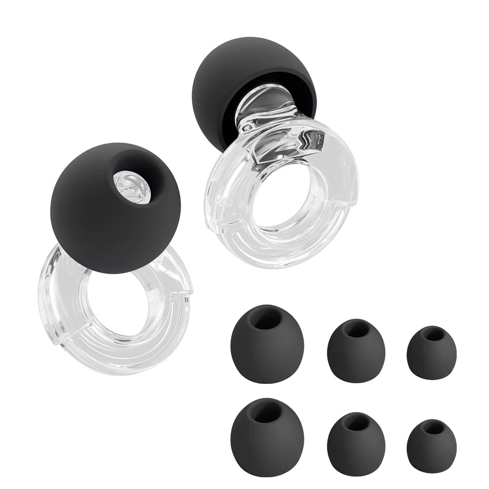 Quiet Ear Plugs for Noise Reduction — Soft Reusable Hearing Protection for Sleep, Swim & Work, 8 Tips in XS/S/M/L