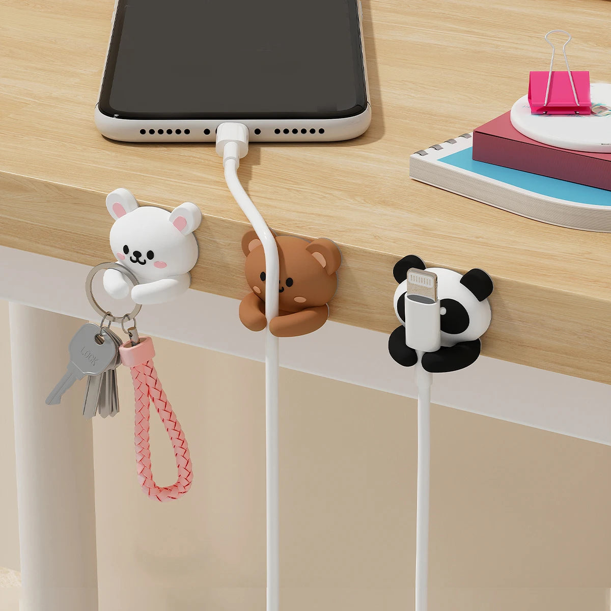 Cute Desktop Cable Organizer Holder Self-Adhesive Cable Management Clips