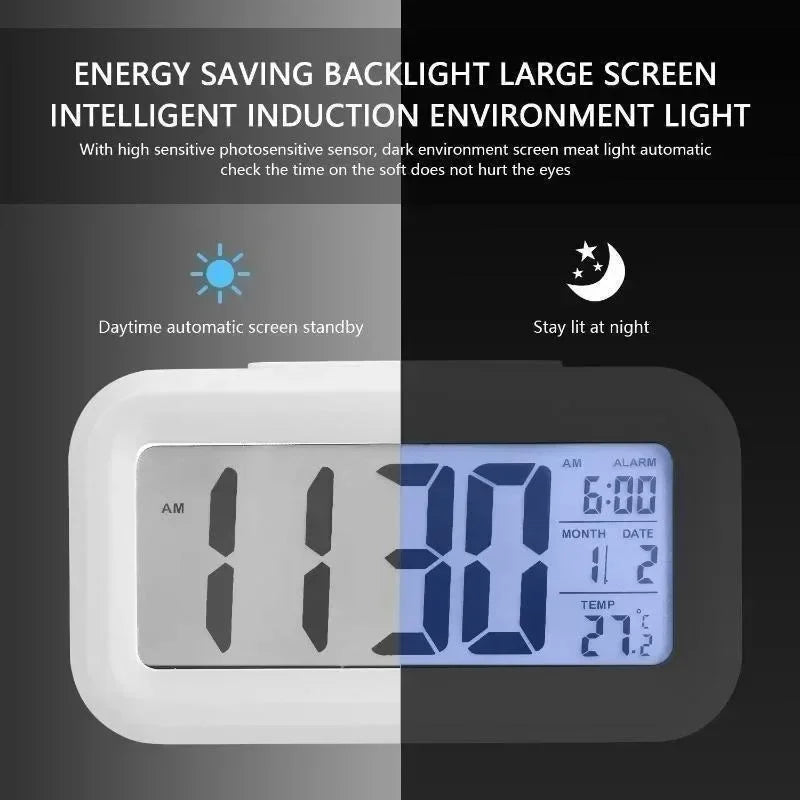LED Digital Alarm Clock with Calendar & Temperature Display