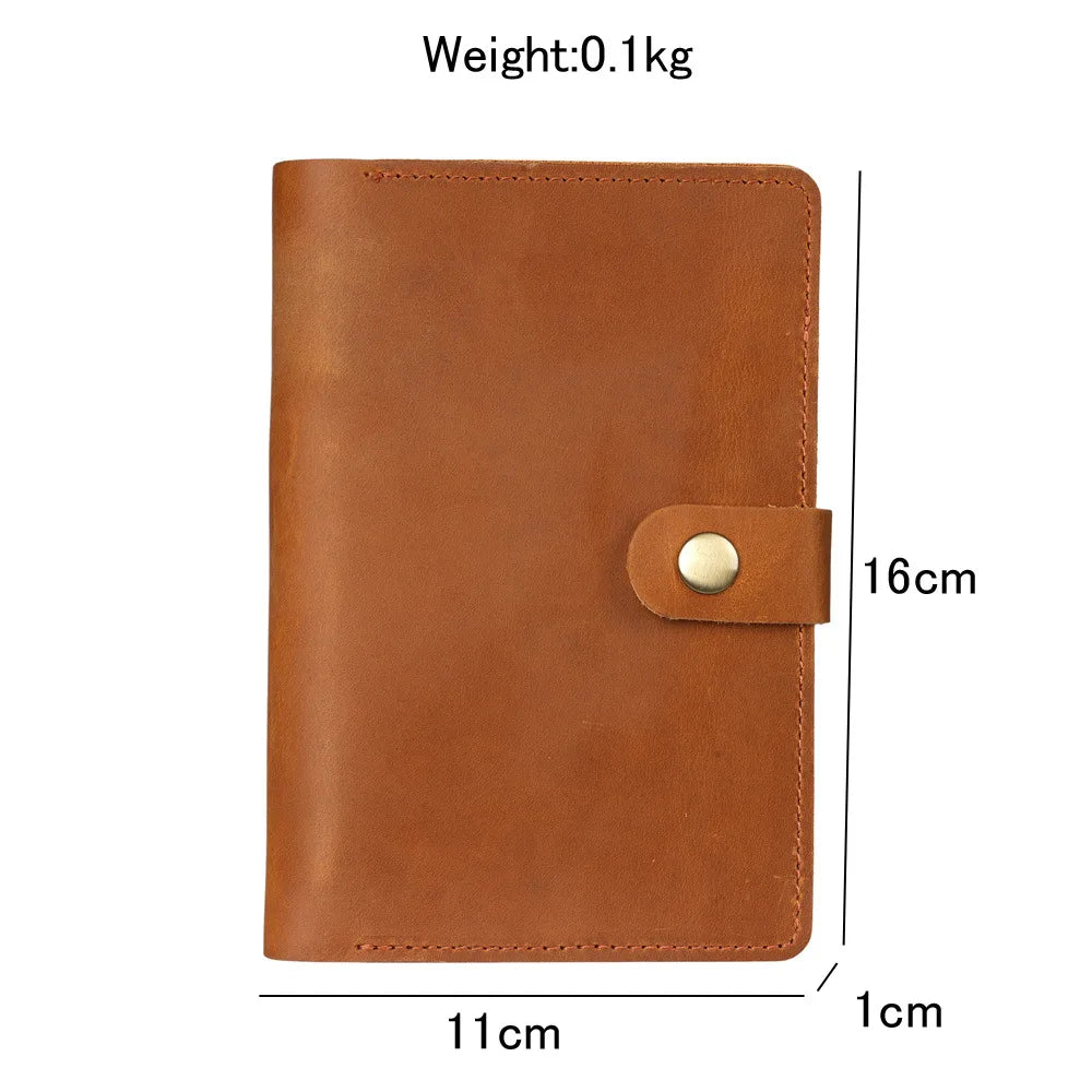 Leather Journal Cover with Pen Holder, Refillable Pocket Notebook Diary Fits 3.5 x 5.5 Inch
