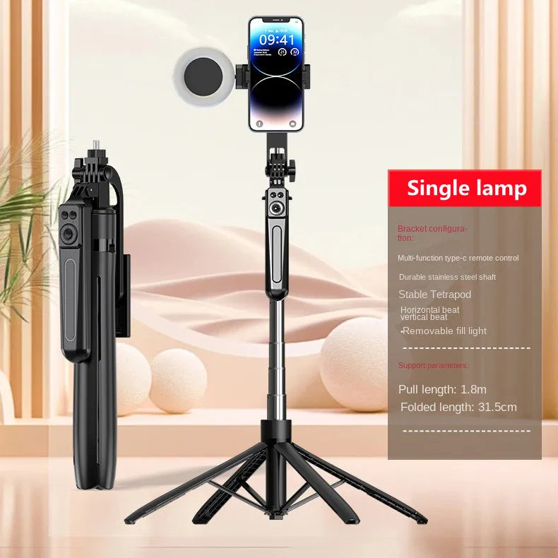 Wireless Bluetooth Selfie Stick Tripod with Remote Shutter, Extendable Phone Tripod Stand for Vlogging and Live Streaming