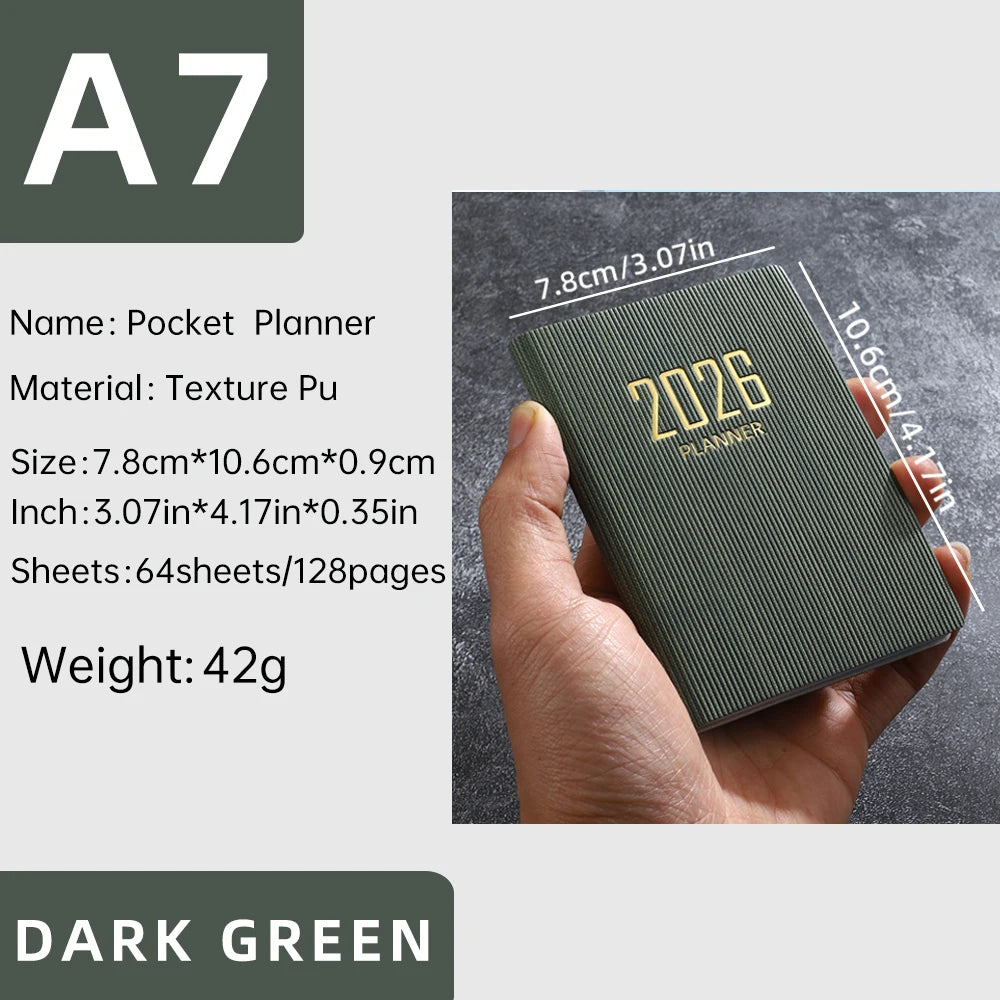 2026 A7 Mini Pocket Planner — Daily & Weekly Schedule Book