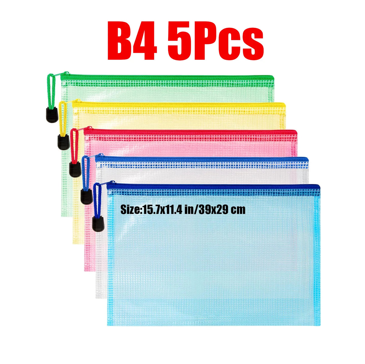 Waterproof Zipper Document Bags Clear Plastic File Folders A3 A4 A5 A6 B4 B5