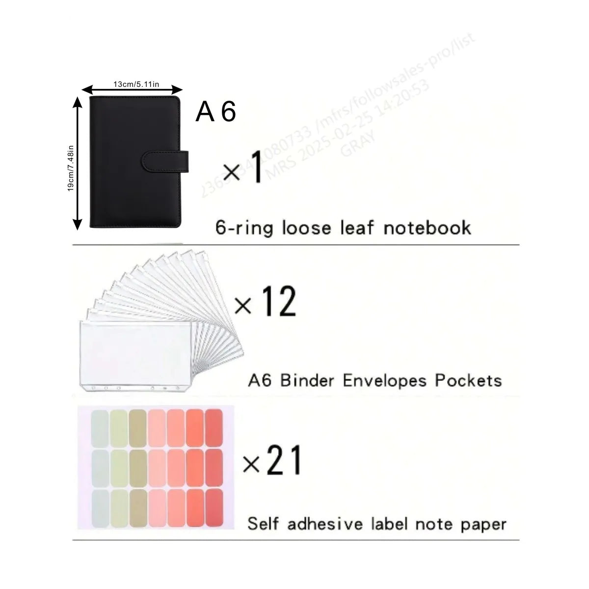 A6 PU Leather Cash Savings Binder — 12 Pockets & 21 Budget Labels
