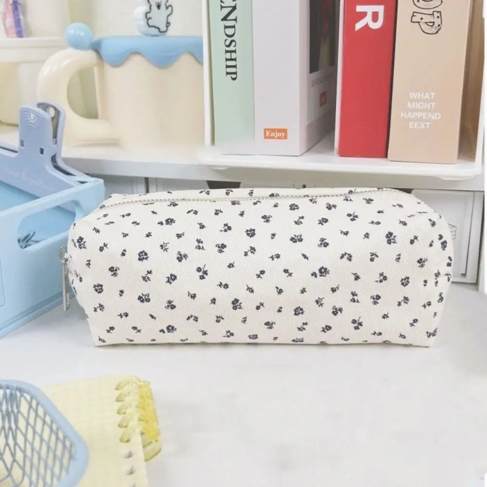 Floral Quilted Pencil Case with Zipper