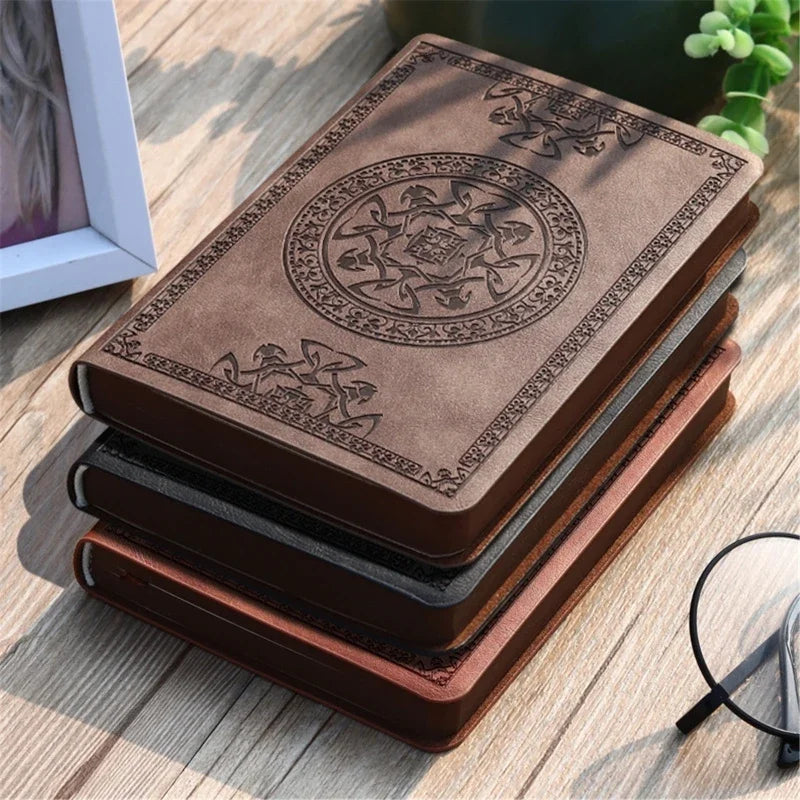 Vintage Embossed Leather Journal Notebook, Retro Travel Diary and Writing Journal for Gifts, Notes and Sketching