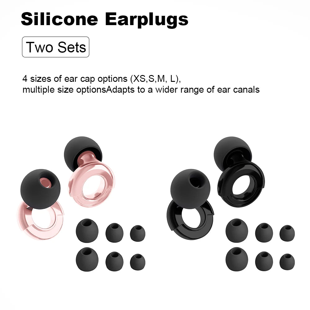 Quiet Ear Plugs for Noise Reduction — Soft Reusable Hearing Protection for Sleep, Swim & Work, 8 Tips in XS/S/M/L