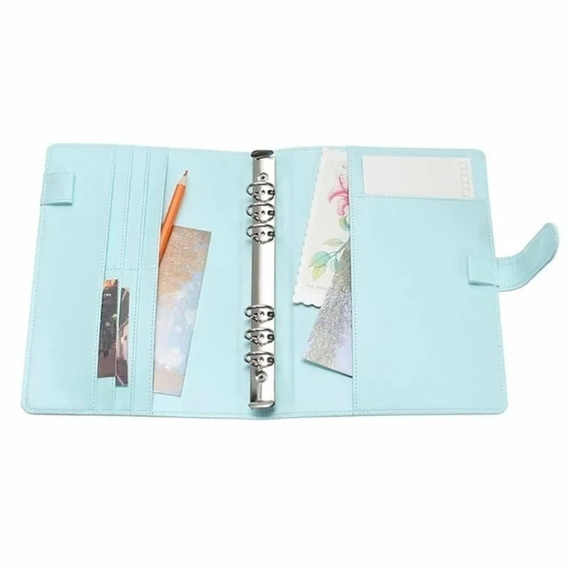 Pastel A5 A6 Refillable Planner Cover, 6-Ring PU Leather Binder Notebook with Pen Loop and Card Pockets