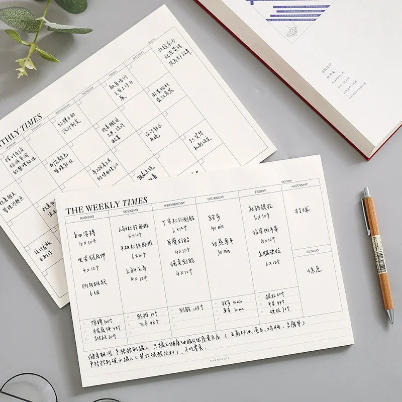 Undated Planner Notebook — Weekly or Monthly Schedule