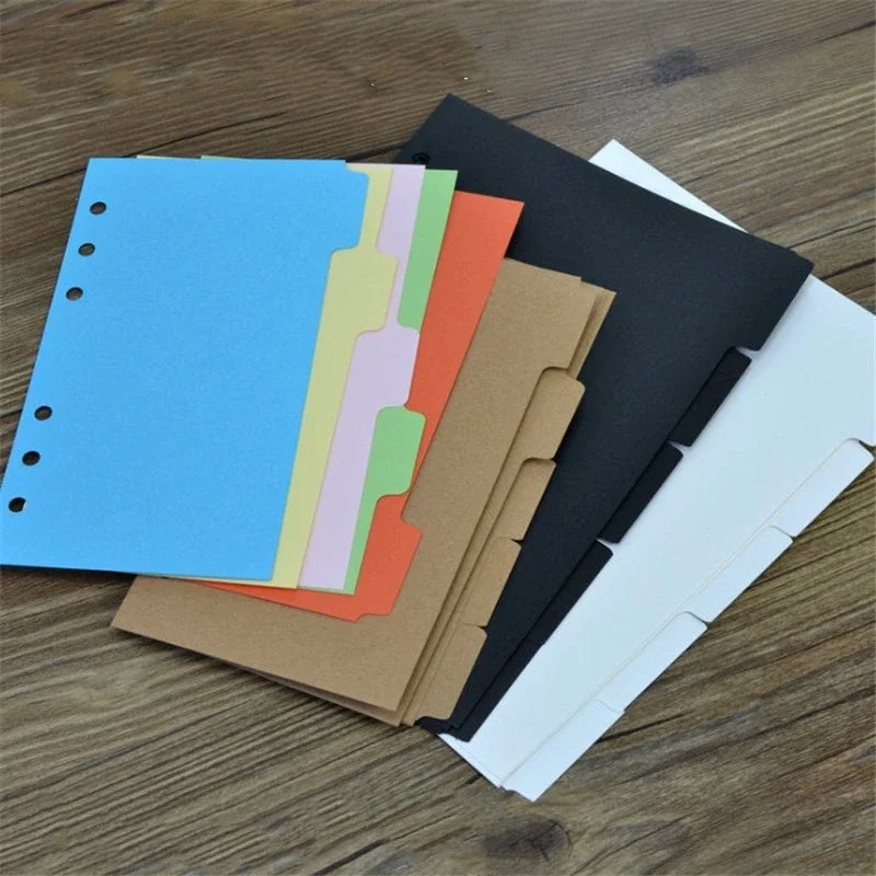 A5 A6 Binder Index Dividers, 5 Pack Loose-Leaf Tab Divider Pages for Planners, Budget Binders, and Notebooks