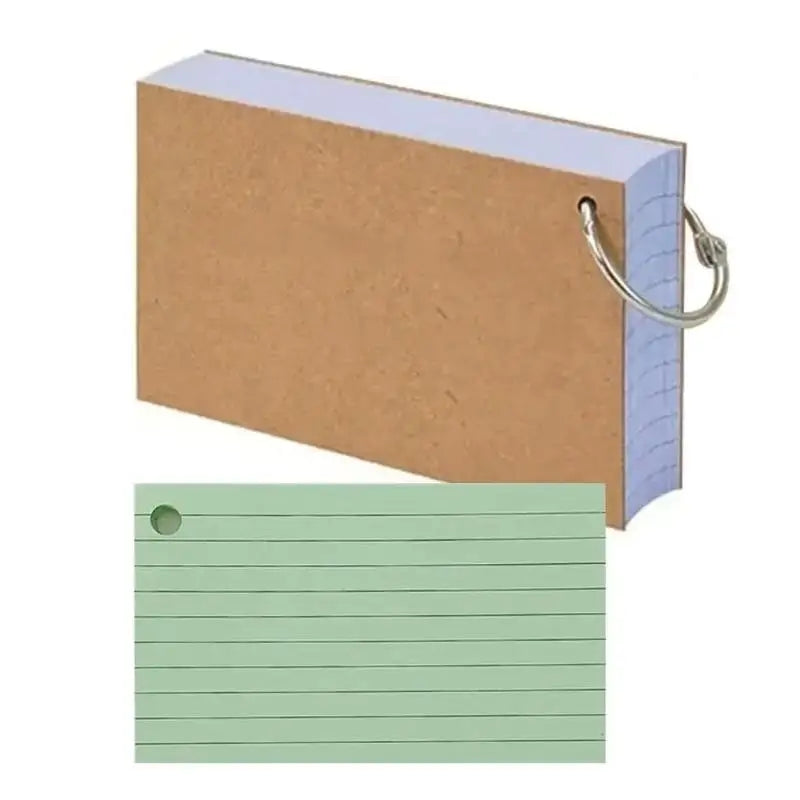 50 Page Loose-Leaf Lined Index Cards, Binder Ring Flash Cards for Studying, Revision and Note Taking at School or Work