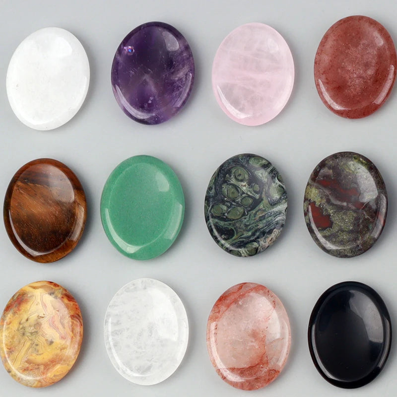 Natural Crystal Worry Stone — Hand-Carved Pocket Meditation Thumbstone
