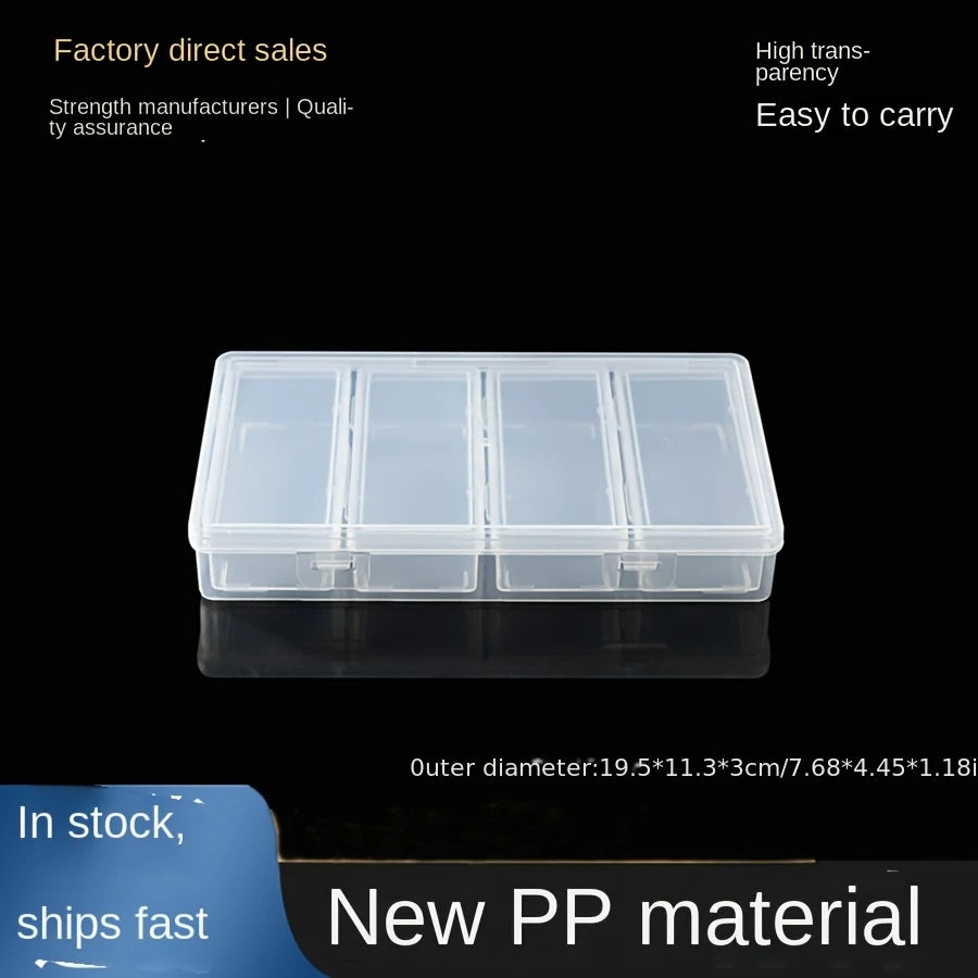 Clear Plastic Storage Organizer Box with 4 Adjustable Dividers for Desk Supplies, Crafts and Small Parts